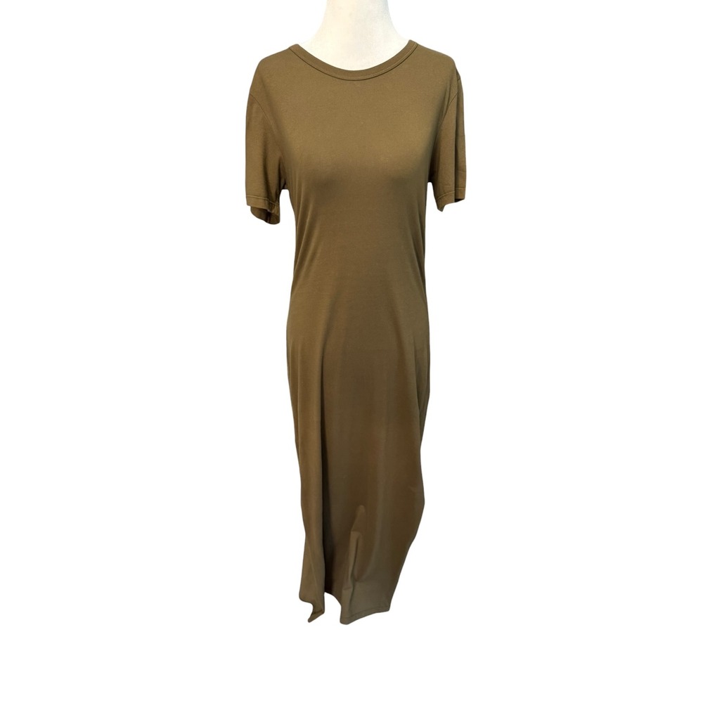 AG Adriano Goldschmied Womens Olive Brown Cotton Maxi T-Shirt Dress Size S USA